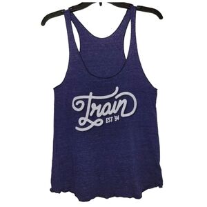 Women's "Train" Concert Series Blue Racerback Tank Size Large NWOT